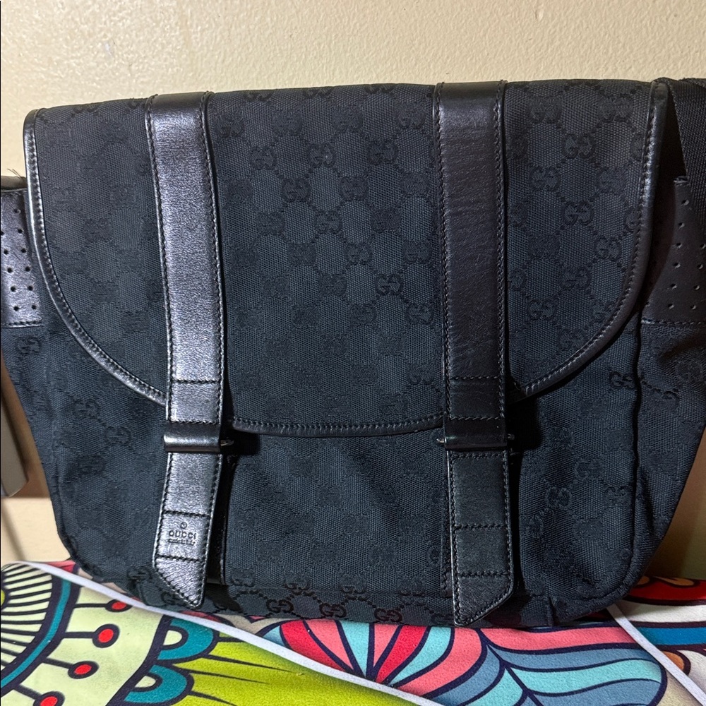 Gucci Black Monogram GG Bum Bag Belt Pouch Waist Pack
